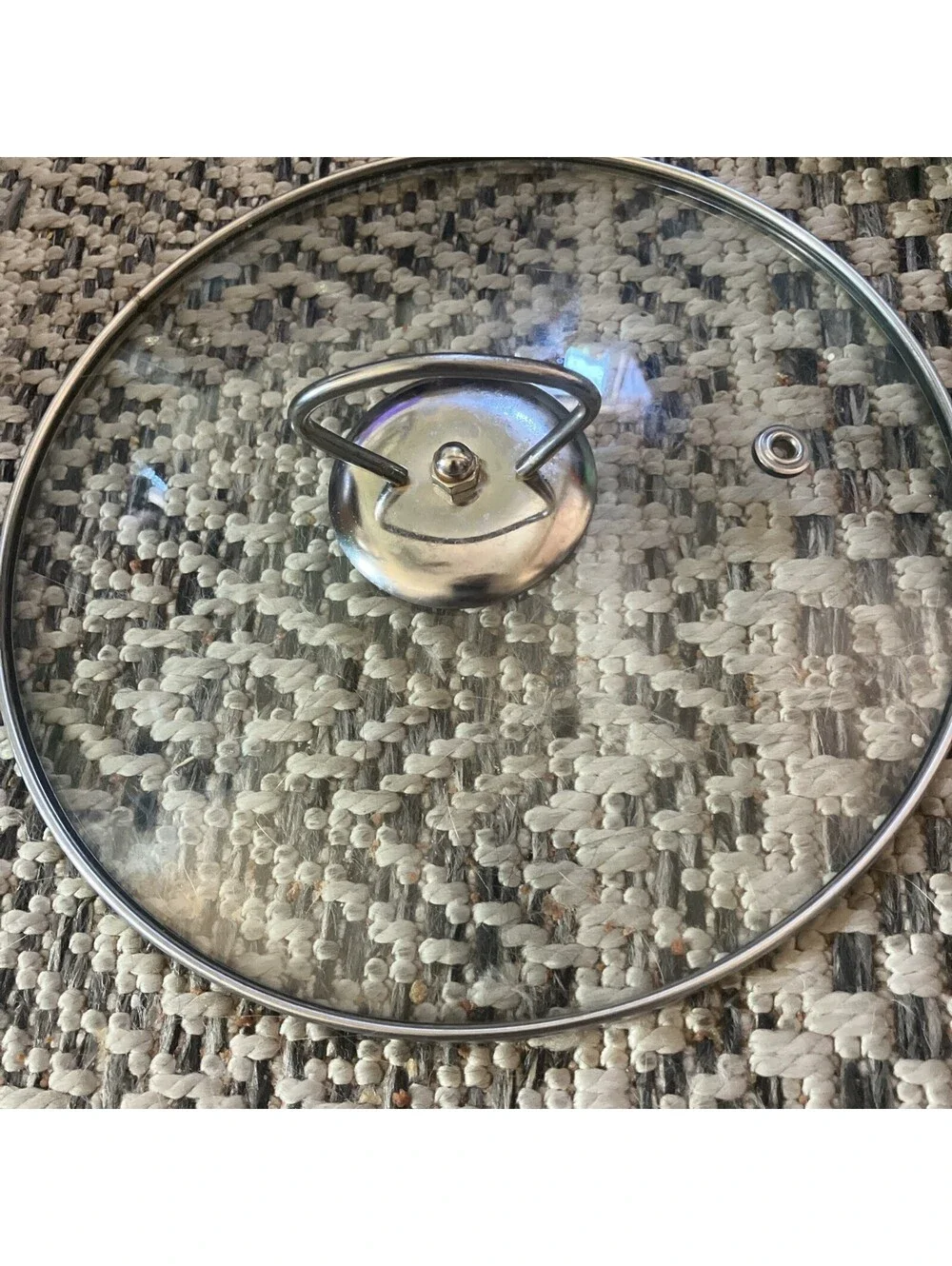 Replacement LID Glass Metal Handle Round Silver Vented 7 1/2 “ Diameter